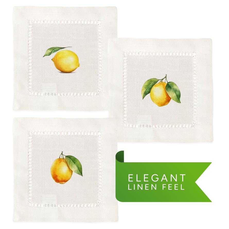 Jolitee Decorative Hemstitch Cocktail Napkins, 6