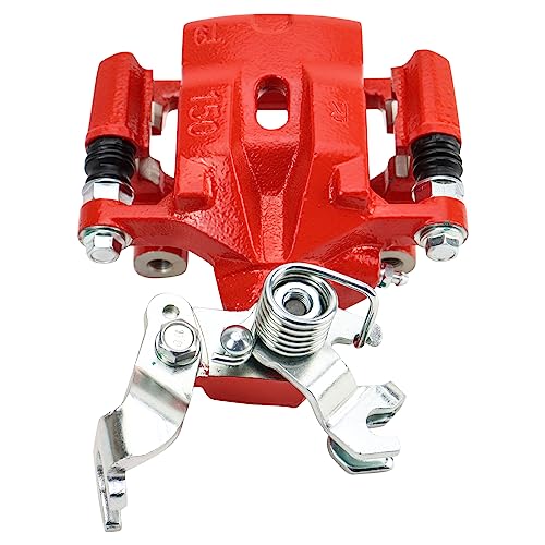 Image of TRQ Rear Right Brake Caliper w /Bracket Performance Red Passenger Side