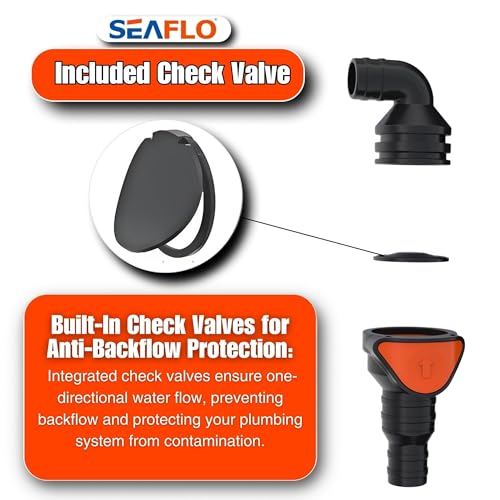 Image of SEAFLO in-Line / 90 Quick Disconnect Non-Return Check Valve PA6+GF+POM Construction, Anti-Backflow Design, Versatile Applications (Choose Size and Style)