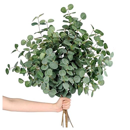Miracliy 7 PCS Artificial Eucalyptus Stems, Faux Eucalyptus Leaves Greenery Stems for Vase Home Party Wedding Decoration