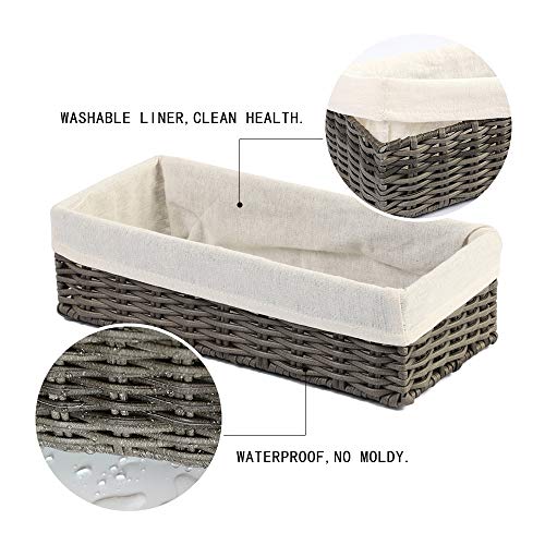 HOSROOME Bathroom Storage Organizer Basket Bin Toilet Paper Basket Storage Basket for Toilet Tank Top Decorative Basket for Closet, Bedroom, Bathroom, Entryway, Office(Grey) - Thumbnail 6