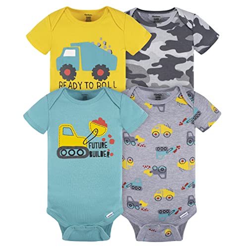 Image of Gerber Baby Boys' 4-Pack Short Sleeve Onesies Bodysuits