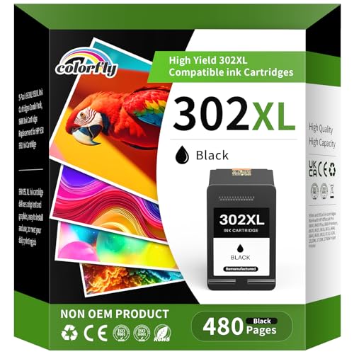 colorfly 302 302XL Druckerpatronen Remanufaktur Ersatz für HP 302 XL patronen 302XL für Envy 4525 4520 4522 4527 DeskJet 3630 3636 3638 3639 1110 2130 3633 OfficeJet 3831 3830 3833 5220 5230,Schwarz. colorfly 302 302XL Druckerpatronen Remanufaktur Ersatz für HP 302 XL patronen 302XL für Envy 4525 4520 4522 4527 DeskJet 3630 3636 3638 3639 1110 2130 3633 OfficeJet 3831 3830 3833 5220 5230,Schwarz.