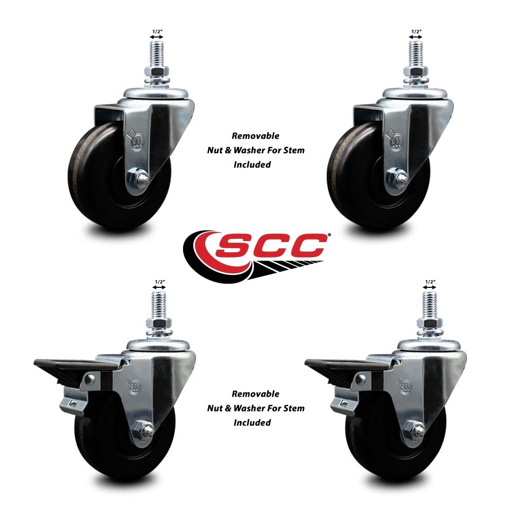 Phenolic Swivel Threaded Stem Caster Set of 4 w3.5