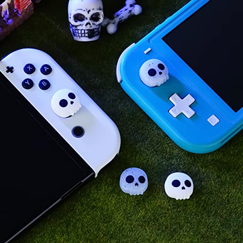 Halloween 4Pcs Switch Thumb Grips For Nintendo Switch Joy-Con Joystick, Cute Soft Silicone Joystick Caps Accessories Compatible With Nintendo Switch / Oled / Lite Joycon, Skull #TOP3