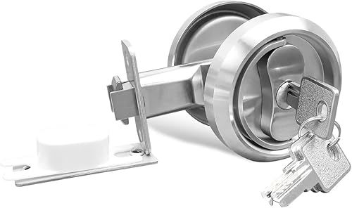 Cerradura de puerta de bolsillo plateada con llave y respaldo de 2 38 pulgadas de 2.362in, pestillo de accesorios de puerta de bolsillo de níquel