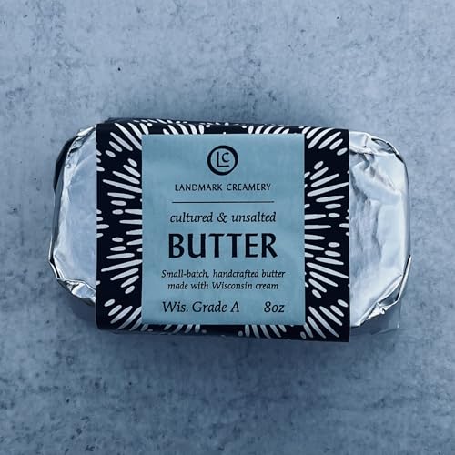 Landmark Creamery® Cultured Unsalted - European Butter French Style (6 Pack) - Small Batch & Hand Shaped - Made with Cream from Small Family Farms in Wisconsin - 6 pack of 8 oz sticks