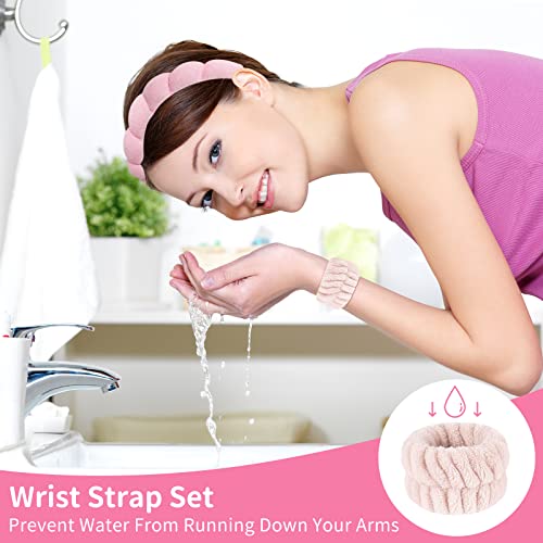 moniko Faixa de cabeça de spa para lavar o rosto, faixas de maquiagem para mulheres, conjunto de alç