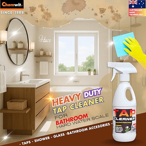 Image of Chemwit - Tap Cleaner for Bathroom Hard Water (500mL) - Australian Tap Cleaning Liquid Spray - Rust & Limescale Remover for Faucets, Shower Glass, Bathroom Fittings with Scale Corrosion Protection.