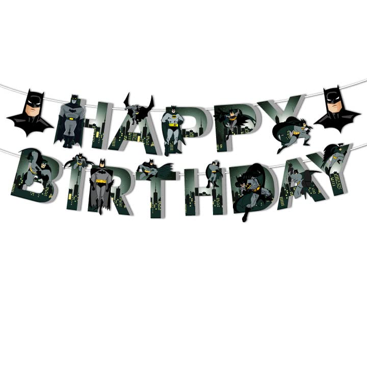 Festiko® Superhero Birthday Party Supplies for Kids, Superhero Party Decorations, Birthday Decorations, Happy Birthday Banner (Black)