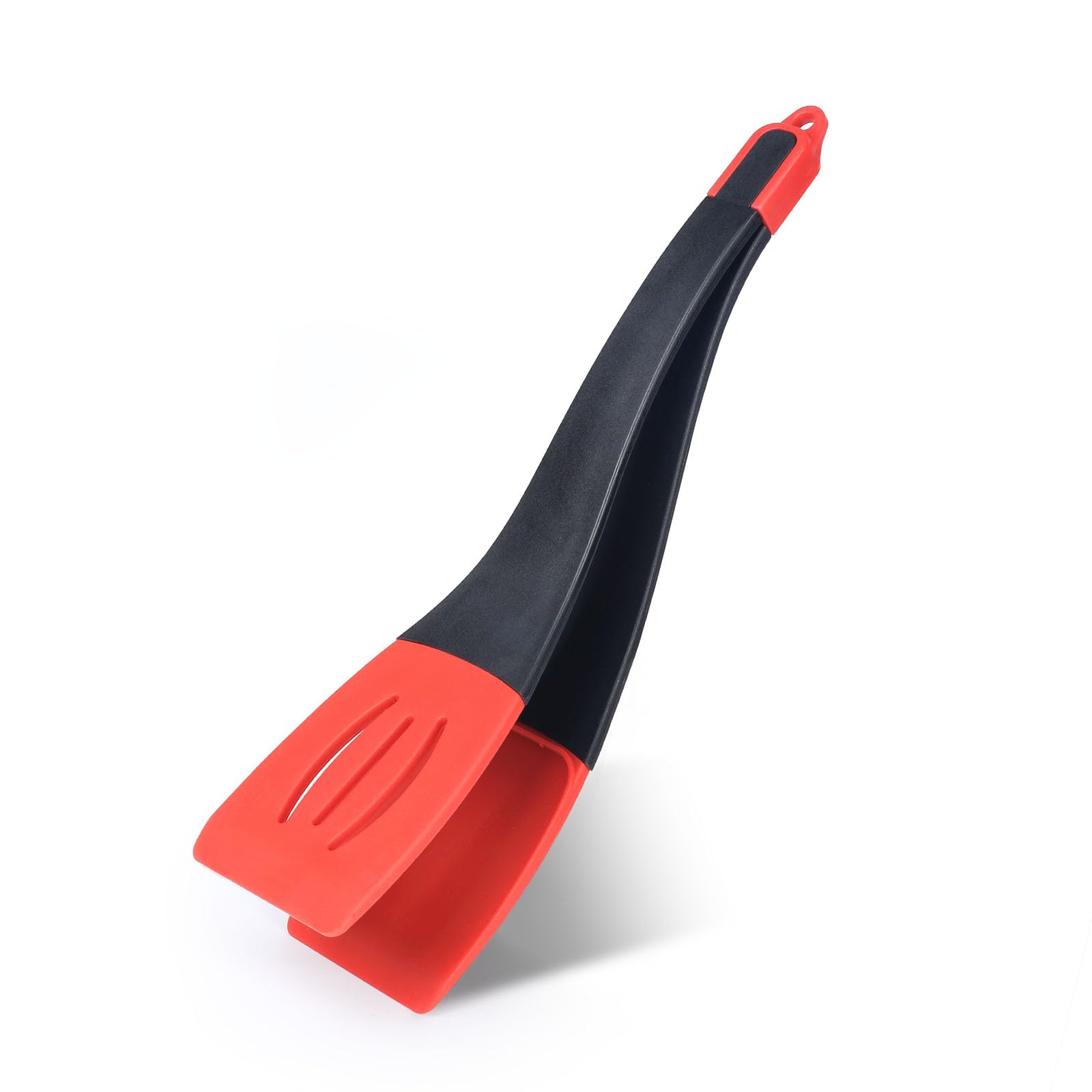 COLIYOURICH Silicone Cooking Tongs,3-in-1 spatula,bread scraper,bread clips,egg spatula,food shovel,slotted turner,kitchen spatula leaked shovel,steak clips,detachbale kitchen pliers,BBQ(black red)