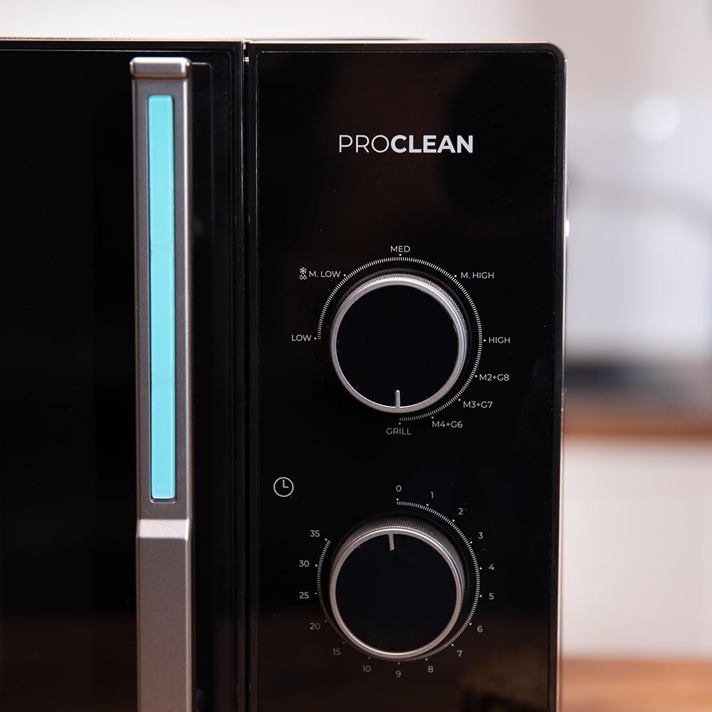 Cecotec Micro-ondes Mécanique avec Grill de 23L Proclean 4120. 800W et 1000W de Grill, Cuisson Uniforme, 8 Niveaux de Puissance, Fonction Décongélation, Minuterie 35mins, Plateau Tournant 285mm