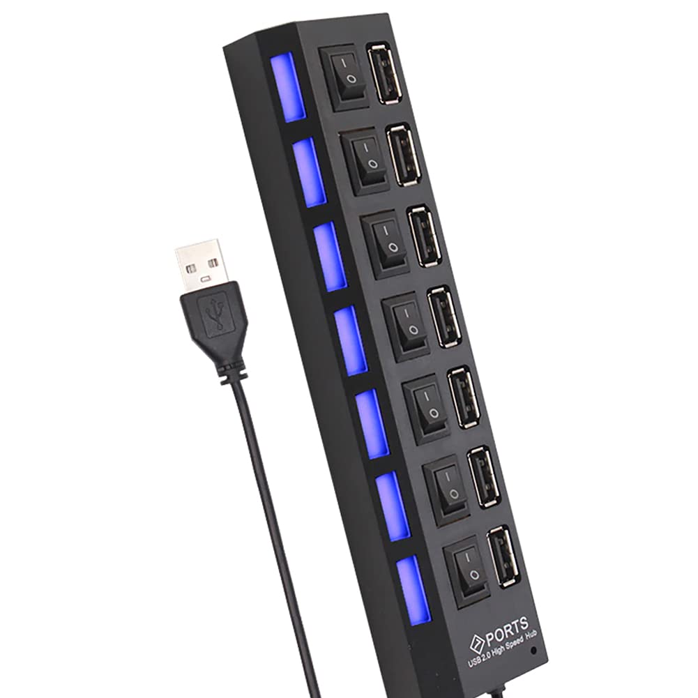 Rec Trade 7 Port USB 3.0 Hub Multi USB Splitter Hub USB Hub 7 Port 3.0 USB Hub USB Port with Switch for PC (RTT-HUB-0109)