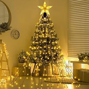 Warm White Christmas Tree Lights, 1.3m/4.3ft × 14 Lines, 178 Led Fairy Lights Plug In Mains Powered With 8 Modes Indoor…