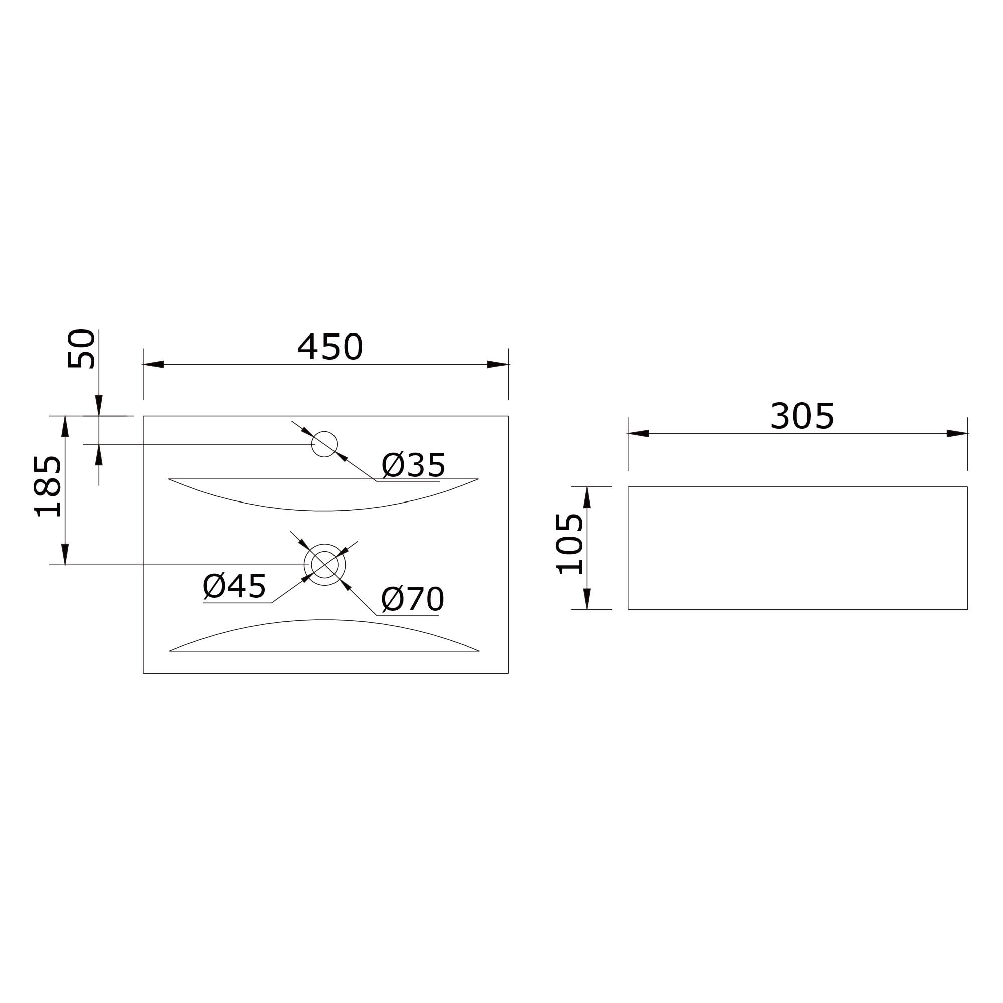 Mai & Mai Lavabo da Appoggio 45x30.5x10.5cm in Ceramica, Brüssel118C | Lavabo Bagno Sospeso Lavandino Bagno da Appoggio, Bianco