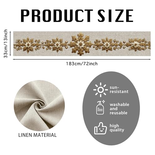 Image of Nuxovilar Gold Snowflake Table Runner Flax 13x72 in