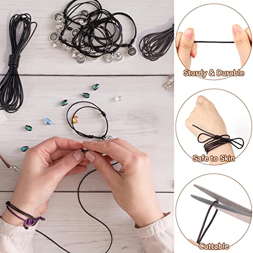 20M Lederband, Lederbänder für Ketten, Robust Lederband mit Verschluss, Armband Verschluss, Lederbänder Rund, Reißfeste Lederschnüre, Bänder Zum Basteln für Armbänder, Halskette, DIY