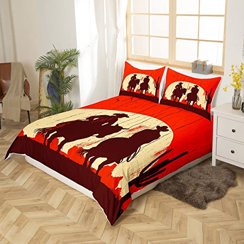 Loussiesd Western Decor Bedding Set Wild West Cowboy Comforter Cover for Kids Boys Children Rodeo Cowboy Style Duvet Cover Ultra Soft Grunge Design Decor Double Size - Image 2