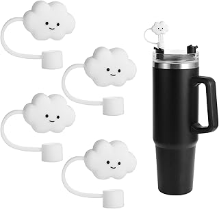 4pcs Straw Covers Cap Compatible with Stanley, Cloud Shaped White Straw Covers for Reusable Dust-Proof Straw Tips Cover for Sippy Cups Cloud Straw Protector for Stanley 40/30 OZ Tumbler