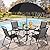 Vongrasig 6 Piece Folding Patio Dining Set,Small Metal Outdoor Garden Patio Table and Chair Set w/Umbrella for Lawn,Deck,Backyard,Black