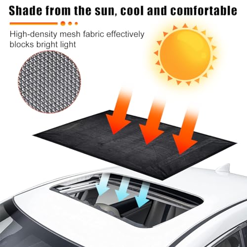 Image of Car Sunroof Sun Shade, Magnetic Net Sun UV Protection Cover, Breathable Mesh Auto Sunroof for UV Sun Protection, Universal Automotive SUV Car Accessories
