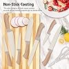 Knife Set, 15 Pcs Khaki Kitchen Knife Set for Home, Granite Nonstick Ceramic Coating, Stainless Steel Sharp Chef Knife Sets with Block, Wood Grain Handle, Ergonomic Non-slip Handle Knife Block Set