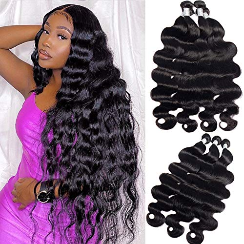 Coisini Hair 20 22 24 26 inches Brazilian Body Wave Human Hair Weave 4 Bundles Unprocessed Virgin Brazilian Body Wave Hair Weft Extensions Natural Color