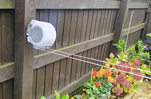 SAIF Línea de secado de ropa doble retráctil montada en la pared de 26 m, línea de lavado retráctil resistente, carrete extensible, línea de secadora de ropa ajustable, jardín al aire libre o interior Cover