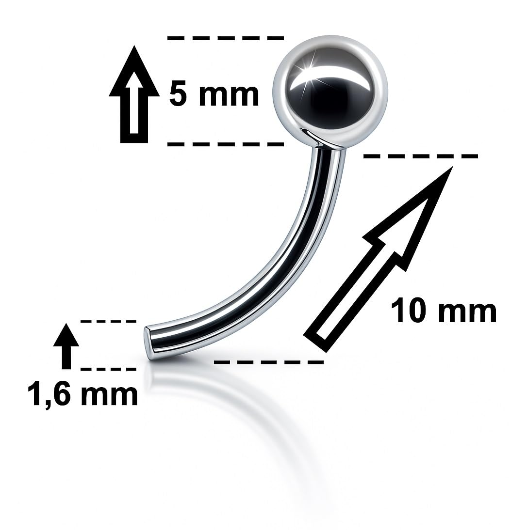 Piercing para el ombligo, plata de ley 925 y circonita, cristal quirúrgico 316L, acero inoxidable tipo bananabell, piercing para el ombligo, 1,6 x 10 mm, oso de peluche azul