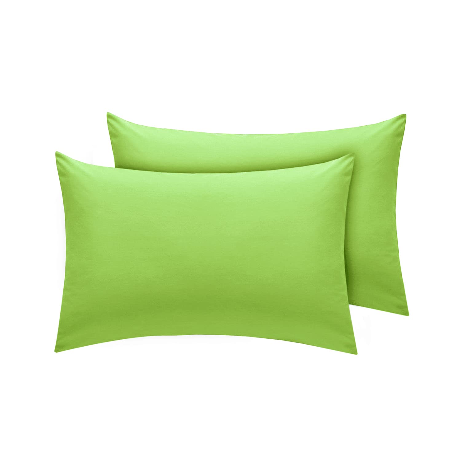 Divine Textiles Pillow Cases Easy Care Non Iron Percale 18 Colours, Pair Of Standard Pillow Cases - Green