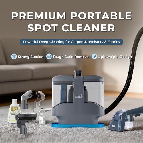 Image of Hausmeister Hydroflex Pro Portable Carpet Cleaner and Pet Stain Remover, Upholstery Spot Cleaner Machine for Couch, Car Interior, Deep Cleaning Vacuum (Machine + 1 Solution & multi attachments)