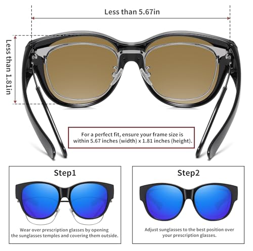 Image of HAOLOTA Fit Over Glasses Sunglasses for Women Polarized | Over Glasses Sun Glasses, UV400 Polarized Lens, Trendy Cat Eye Sunglasses, Lightweight and Flexible, Driving, Daily Use