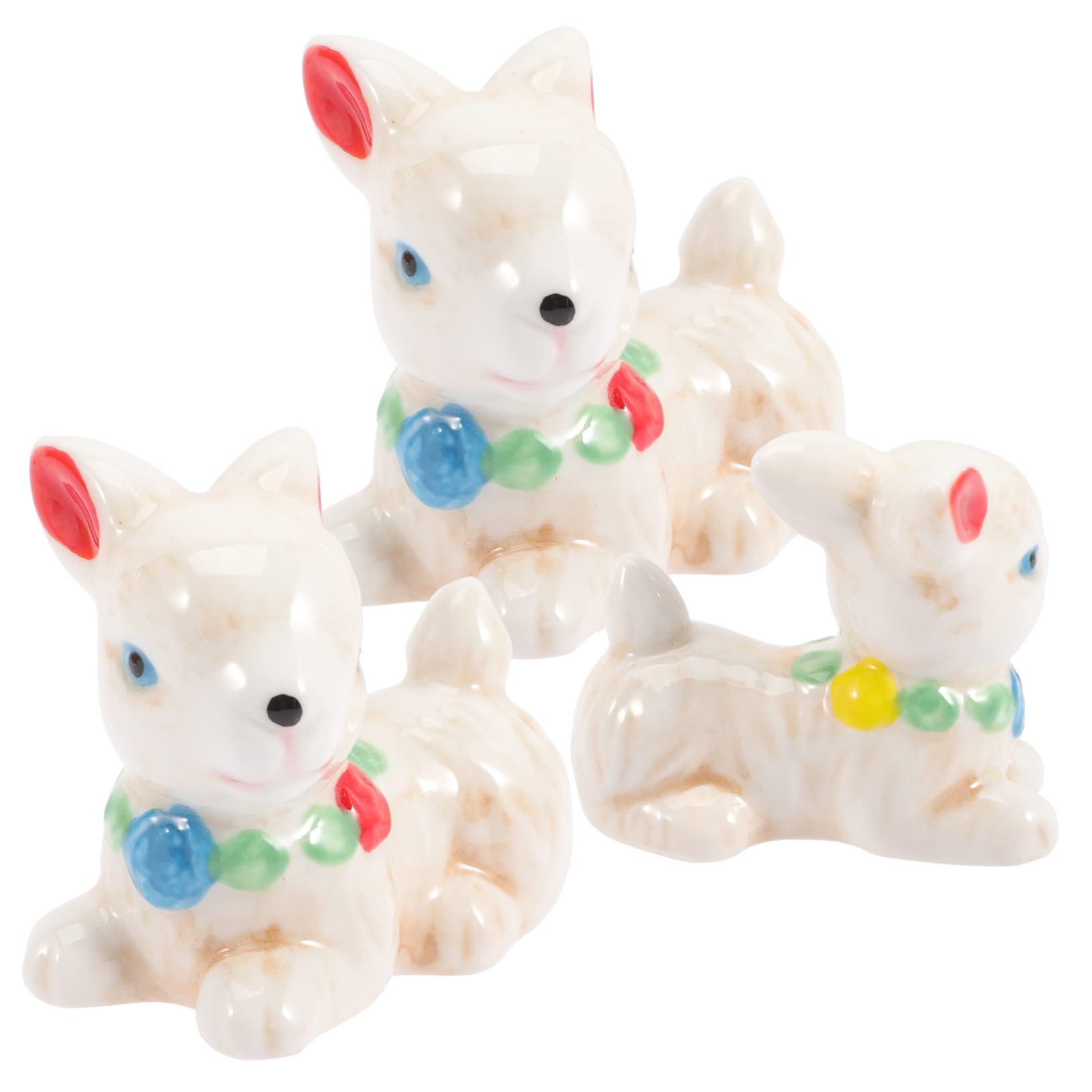 STOBAZA 9 Pz Ornamento Di Coniglio Piccola Statuina Scultura Di Coniglietto Statua Del Coniglio Di Pasqua Statua Del Coniglietto Di Pasqua Topper Cupcake Ceramica Colorful
