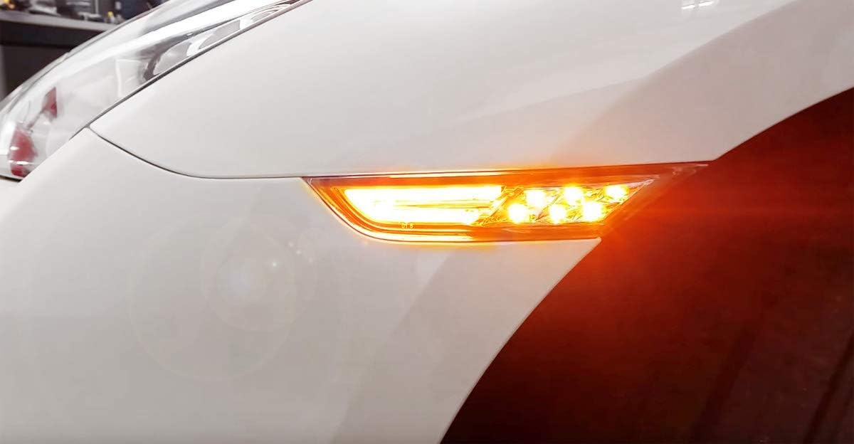 iJDMTOY JDM Smoked Lens 3D Amber Full LED Front Side Marker Light Kit Compatible With 2007-up Nissan GT-R, Powered by 30 LED Diodes, Replace OEM Amber Sidemarker Lamps
