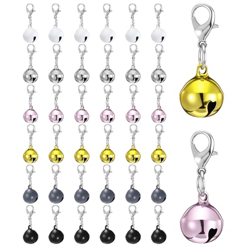 Hpmjz 30 Pcs Pet Bells for Dog Metal Jingle Bells Loose Beads Pet Collar Accessories Colorful Loud Pendant Bell Anti-Lost Training Bell for Puppy Cat Dog Charm DIY Crafts
