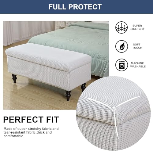 Image of FUANGUI Ottoman Cover Stretch Storage Ottoman Bench Slipcover Printed Folding Storage Bench Ottoman Cover Footrest Stool Slipcover Footstool Protector Cover with Elastic Bottom, Large