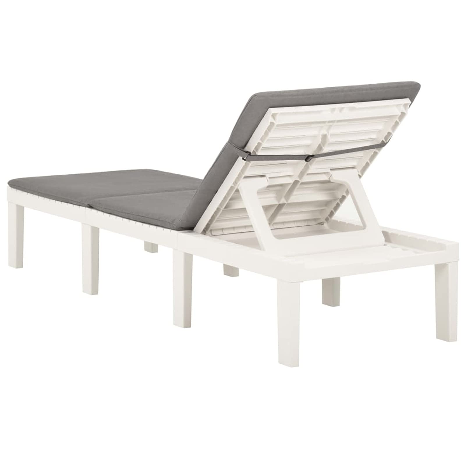Sonnenliege mit Auflage Kunststoff Weiß Gartenliege Liegestuhl Balkonliege Strandliege Gartenmöbel Relaxliege Terrassenliege Garten Liege Gartenmöbel