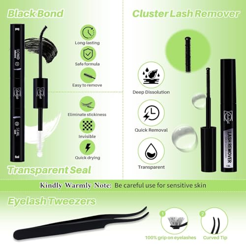 LASHSUN Thick Fluffier 200D Lash Clusters Kit 540pcs D Curl 4 Styles 10-22mm Cluster Lashes Kit Soft and Comfortable False Eyelashes Extension Kit, DIY Long Lasting Lashes At Home - image 3