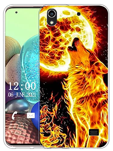 Sunrive Cover compatibile con Huawei Ascend G620s, Custodia Case in molle Trasparente silicone Morbida Flessibile Antigraffio protettiva back custodie(X lupo)