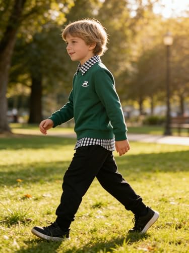 Image of KIDLAGA Toddler Boy Clothes Long Sleeve Sweatshirt Tops and Pants Boys 2-Piece Kids Winter Outfits