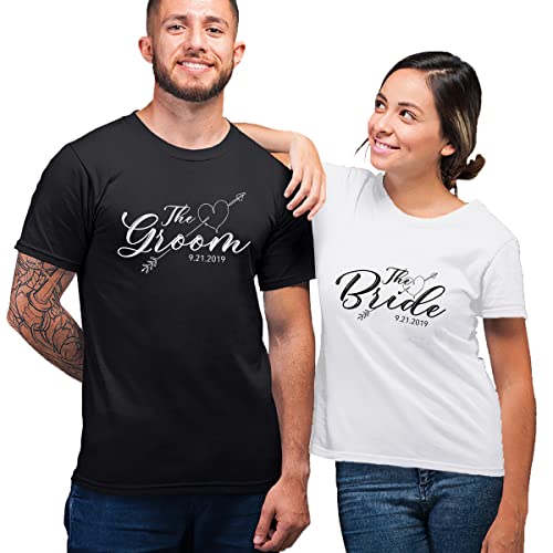 Personalized Bride and Groom Shirts Custom Date Couple Matching Shirts Gift for Men Women Anniversary Married Valentines Day2
