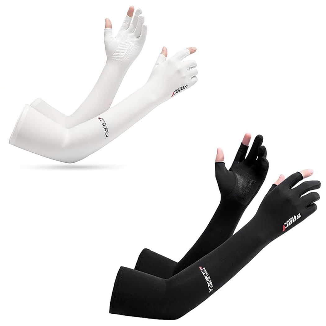 PALAY® Sun Protection Gloves for Women Men Non-Slip Touch Screen Arm Sleeves Breathable Silk Cooling UV Protection Hand Sleeves Full Arm Hand Gloves for Bike Riding, Driving, Cycling-image-13