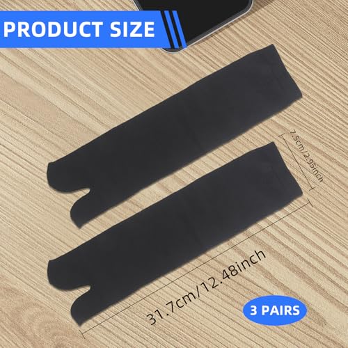 3Pair Black Flip Flop Socks, Comfortable Split Toe Sock, Elastic Cotton Socks, Non Slip Toe/Wicking Cotton Sock for Women Men2