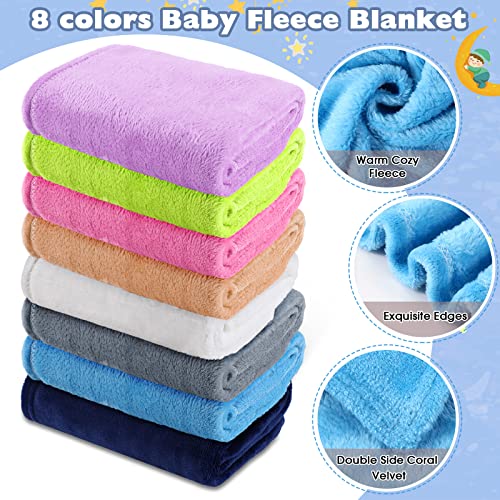 Image of Reginary 8 Pcs Fuzzy Baby Blankets Bulk 30 inch x 40 inch Toddler Nursery Daycare Nap Warm Soft Plush Fluffy Newborn Receiving Essential Infant Boy Girl Gifts Swaddling Cozy Kid Cot Crib Stroller(Classic)