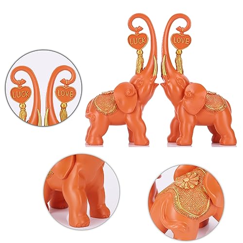 Estatua de Elefante Naranja Set 2 Piezas Decoración miniatura 6