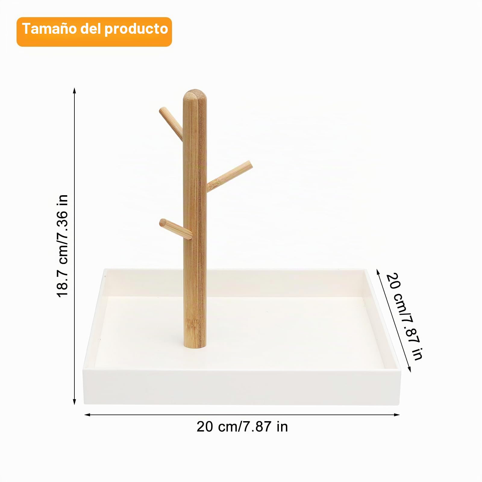 APOMOONS Bandeja para llaves con 3 niveles, soporte para joyas de madera Bandejas para joyas Almacenamiento de llaves para mesa de entrada para tocador de maquillaje Baño Salón (20 x 20 x 18,7 cm)