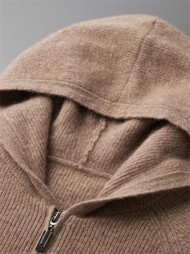Men's Thick Cashmere Hooded Sweater Coat Zipper Cardigan 100 Percent Merino Wool Knitwear Warm Hoodie Tops2