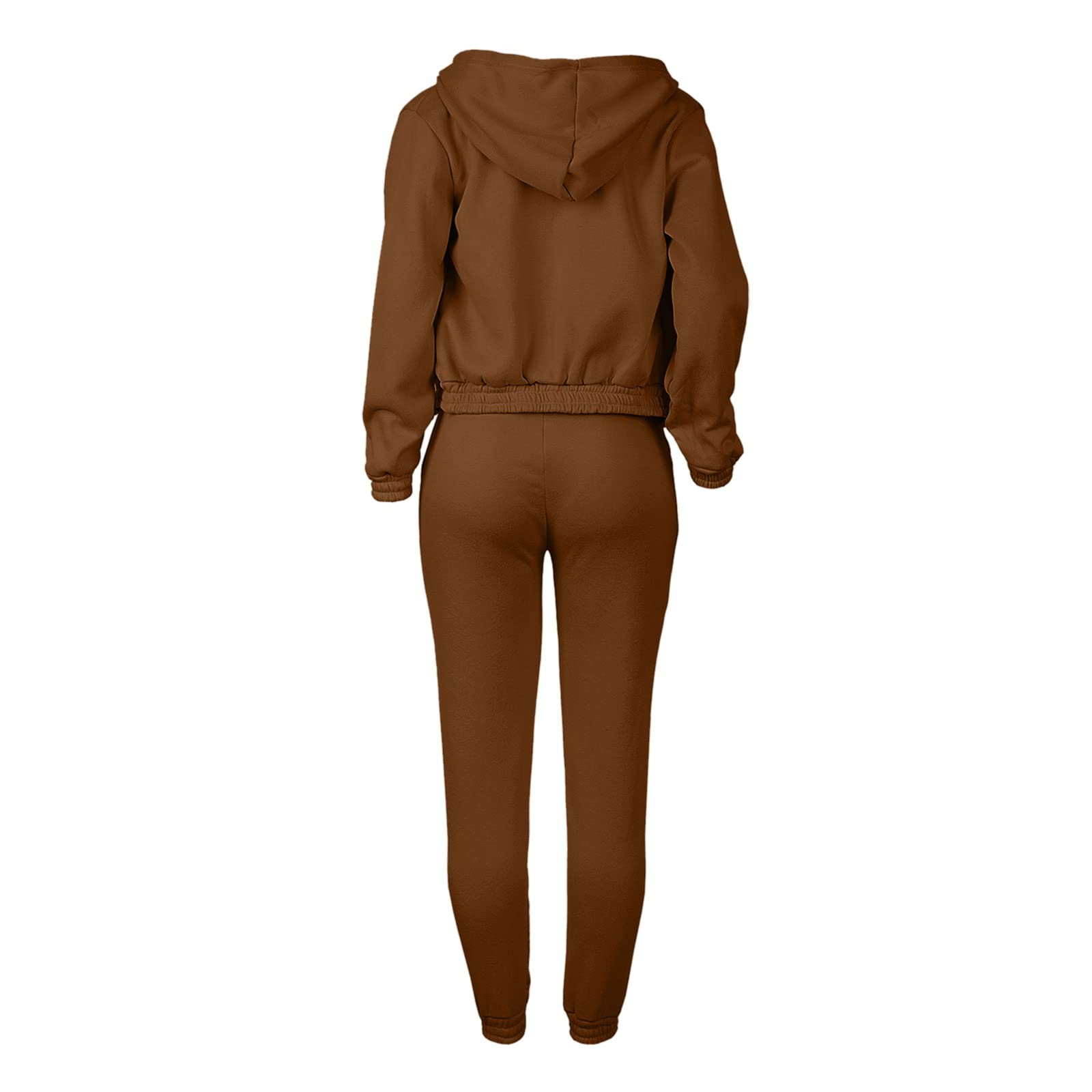 Generisch Tuta sportiva da donna, in cotone, con cerniera, 3 pezzi | Tuta per il tempo libero con tasche, felpa con cappuccio e pantaloni da jogging, set da yoga, calda tuta sportiva