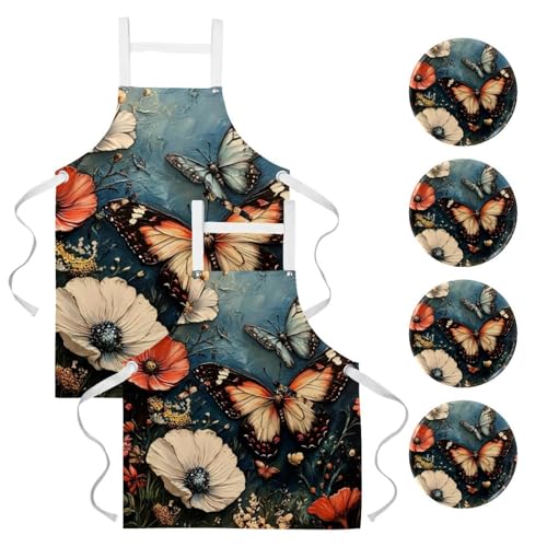 Tablier pour cuisine et nettoyage de la maison lot de 2 pièces