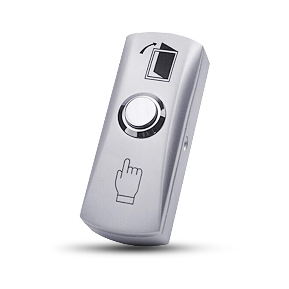 FusyTuly Push Button Door Release Exit Switch, Stainless Steel Matte Silver 80x30mm Surface Mount Access Control Button with NO/COM Terminals 3A 36VDC for Narrow Frame Harsh Environment